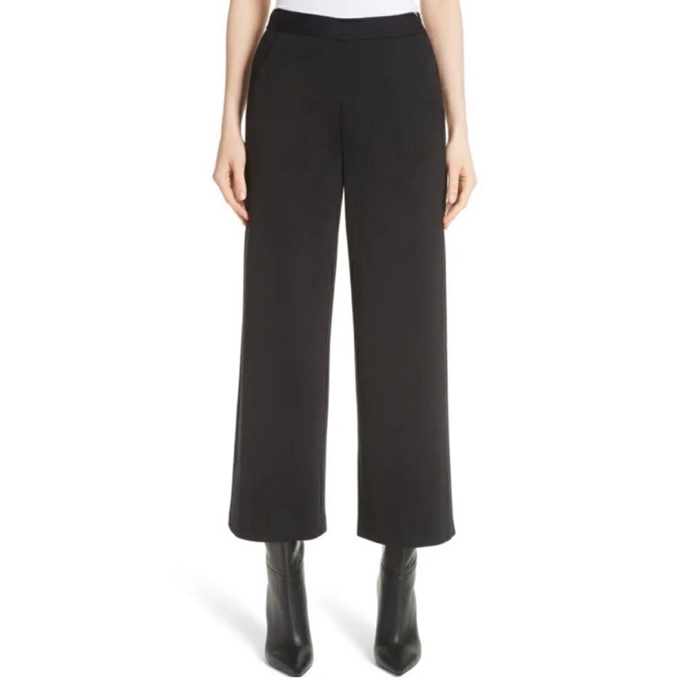 St. John caviar wide leg knit pants black size 4